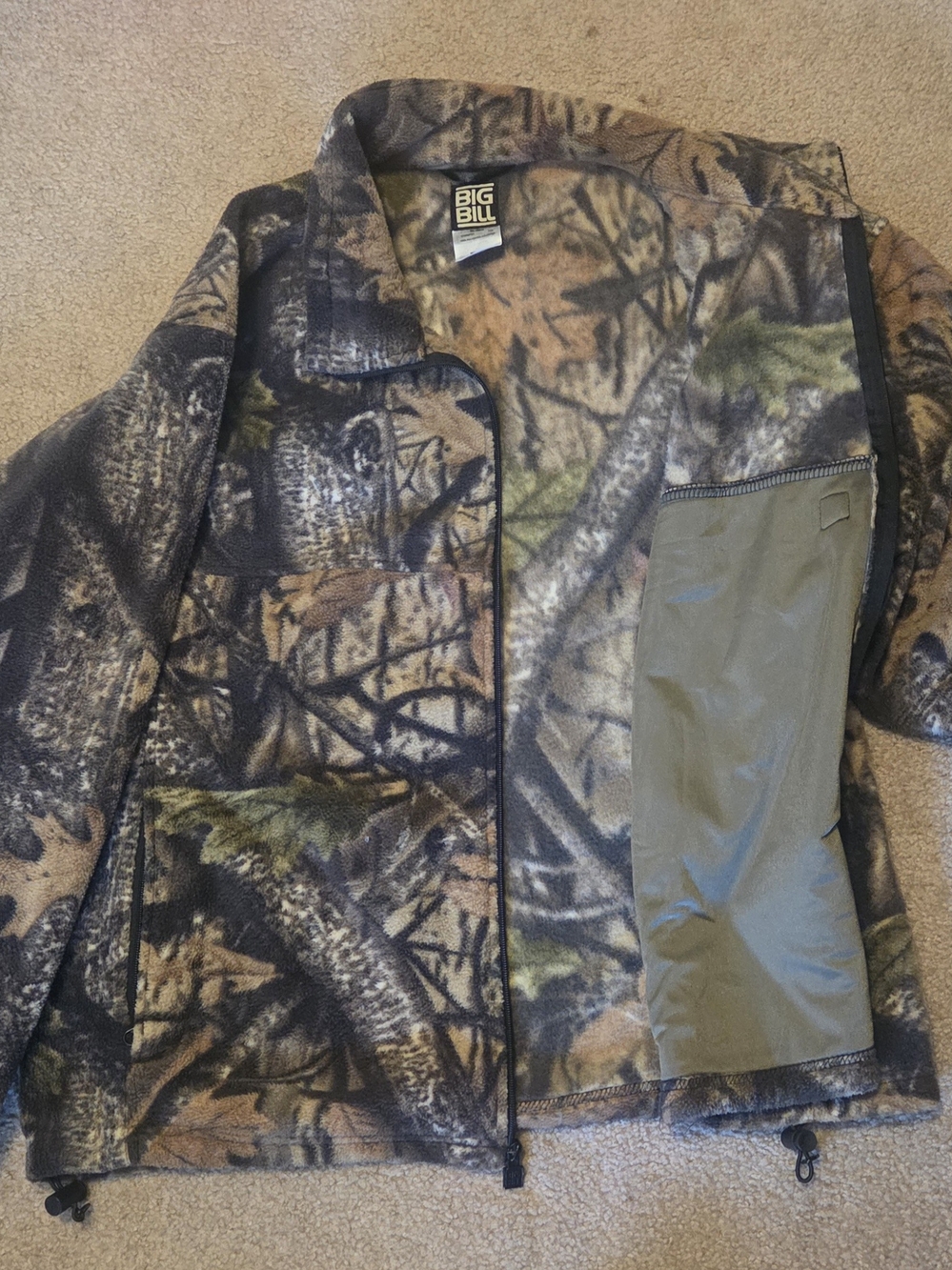 Big Bill Men's Realtree Camo Lightweight Fleece Shirt Jacket - Camo Green/Brown